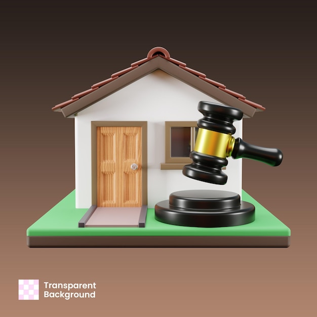 Illustration 3D de la vente aux enchères de maisons immobilières