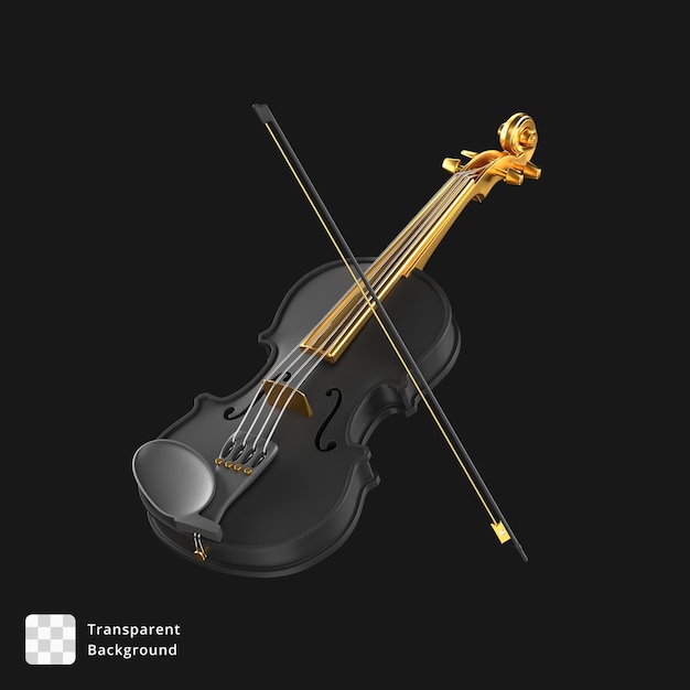 PSD illustration 3d d'un violon noir et or