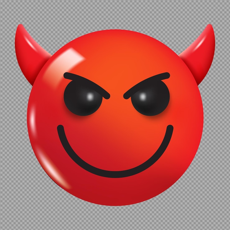 PSD illustration 3d d'un visage en colère avec un emoji sur un fond transparent