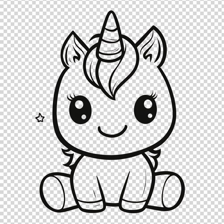 PSD une illustration adorable de licorne kawaii parfaite pour les enfants