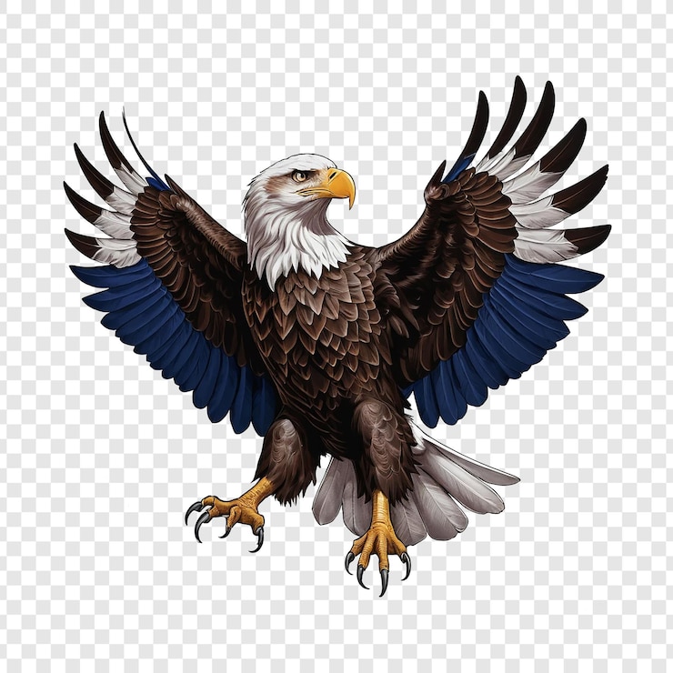 PSD une illustration d'un aigle à tête blanche sur un fond transparent
