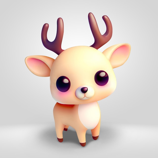 PSD une illustration d'animal de cerf mignon en 3d