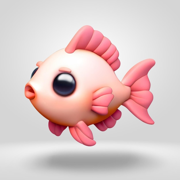 PSD une illustration d'animal de poisson mignon en 3d