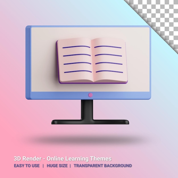 Illustration D'apprentissage En Ligne 3d Avec Fond Transparent