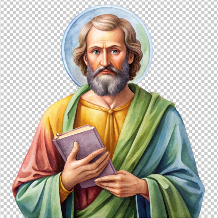 PSD illustration à l'aquarelle d'un apôtre saint-paul avec portrait de livre