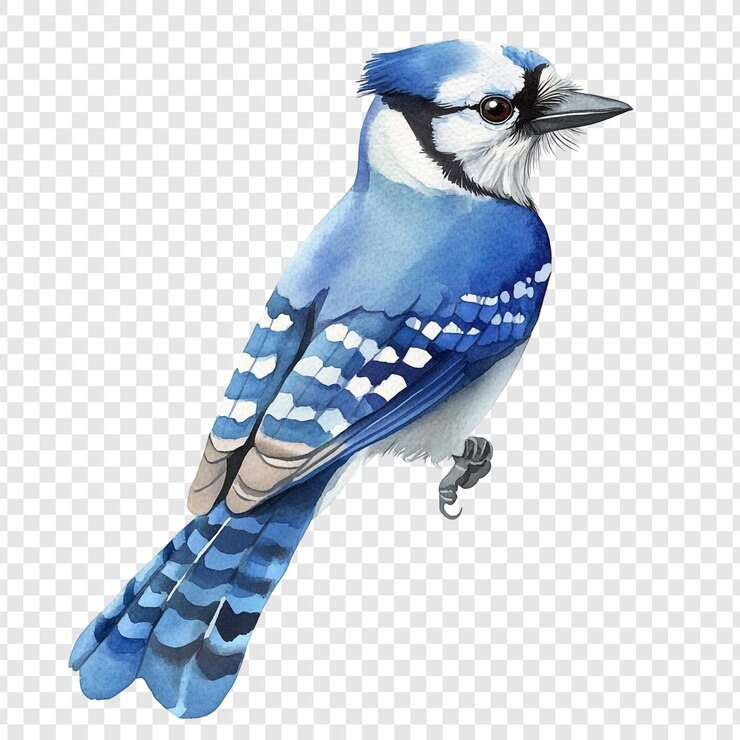 PSD illustration à l'aquarelle de blue jay