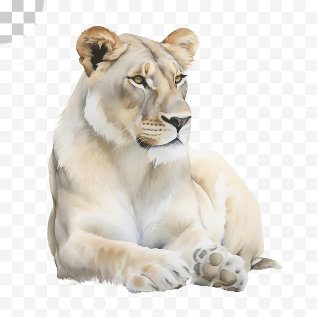 PSD illustration à l'aquarelle du lion en png transparent