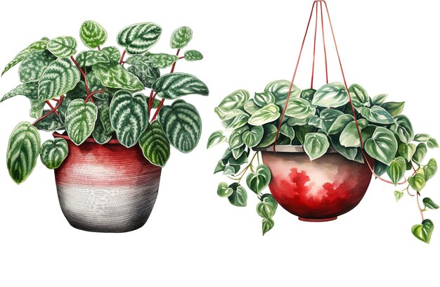 PSD illustration à l'aquarelle de plantes suspendues