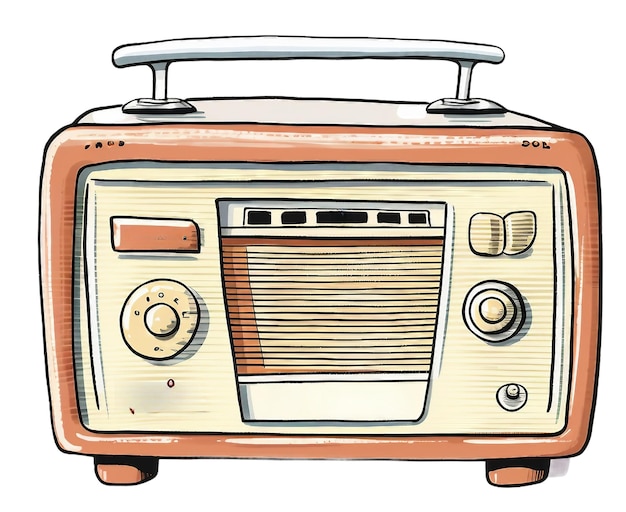 PSD illustration à l'aquarelle de la radio vintage