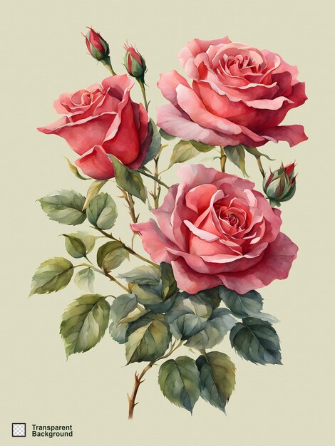 PSD illustration à l'aquarelle rose