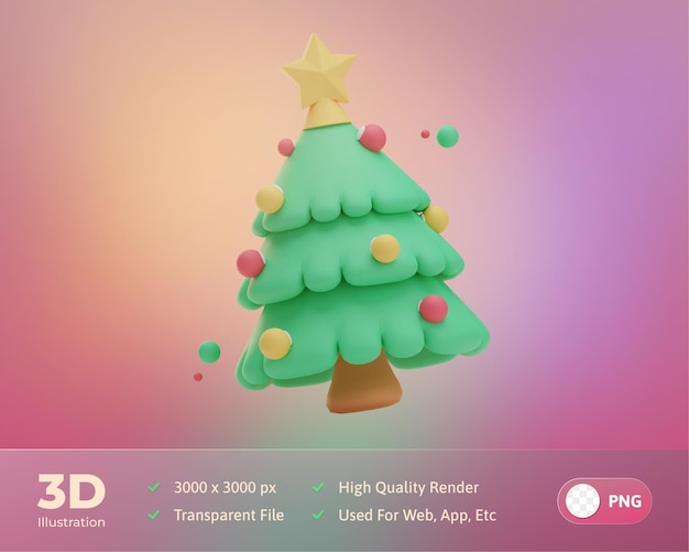 Illustration D'arbre De Noël De Rendu 3d