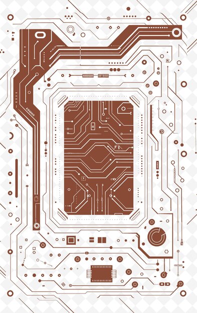 PSD une illustration d'art numérique d'une carte de circuit imprimé avec un carré et un carré à l'intérieur d'un carré