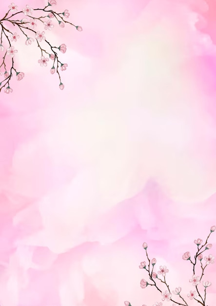 Illustration aus weichen rosa Kirschblüten für Grußkarten