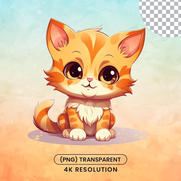 PSD illustration d'autocollant de chats mignons sur fond transparent