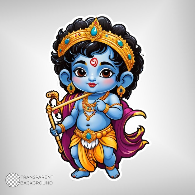 PSD illustration de l'autocollant du seigneur shri krishna