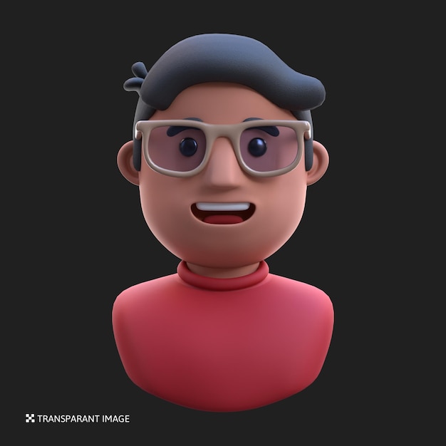 PSD illustration d'avatar de garçon de dessin animé de rendu 3d