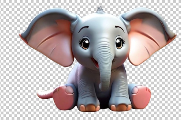 PSD illustration de bébé éléphant mignon style de rendu 3d style d'animation de dessin animé pour enfants