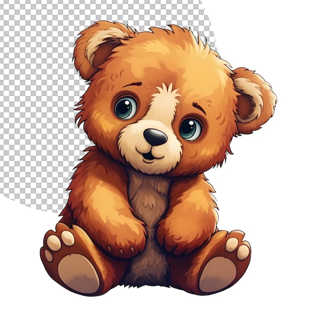 PSD illustration de bébé ours brun sur fond transparent