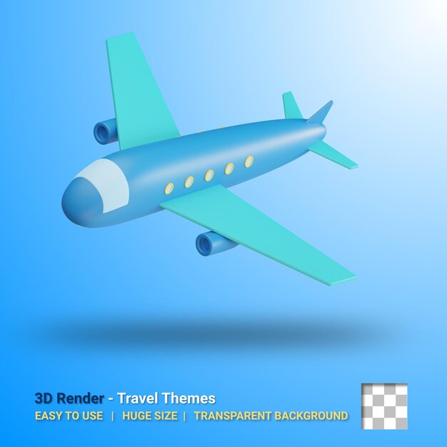 PSD illustration de billet d'avion 3d avec fond transparent