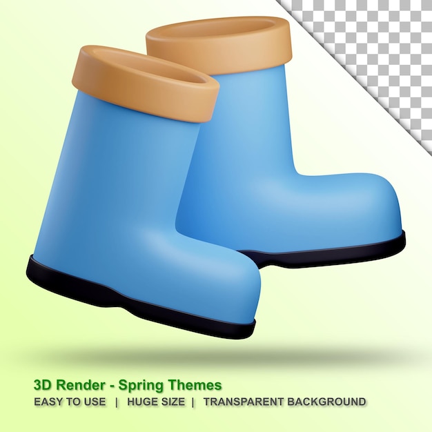 PSD illustration de bottes 3d avec fond transparent