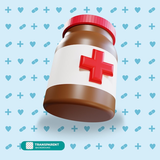 PSD illustration de bouteille de médicament 3d