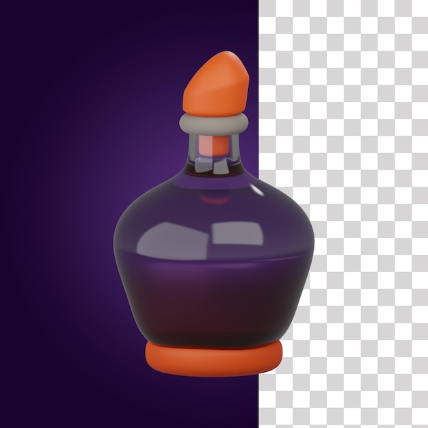 PSD illustration de bouteille de potion d'actif 3d