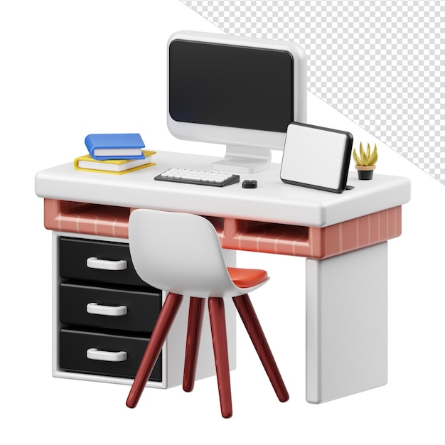 PSD illustration de bureau de salle de conception d'actifs de rendu 3d