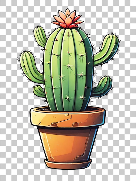 PSD illustration d'un cactus dans un pot sur un fond transparent