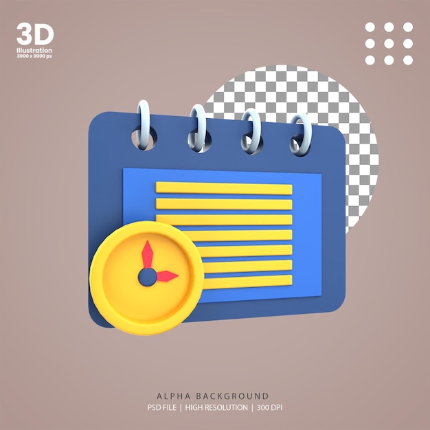 Illustration De Calendrier D'affaires De Rendu 3d