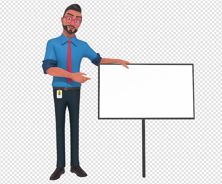 PSD illustration de caractère isolé de mascotte de dessin animé homme d'affaires