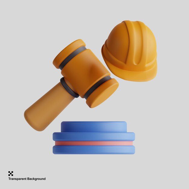 PSD illustration de casque de droit du travail 3d