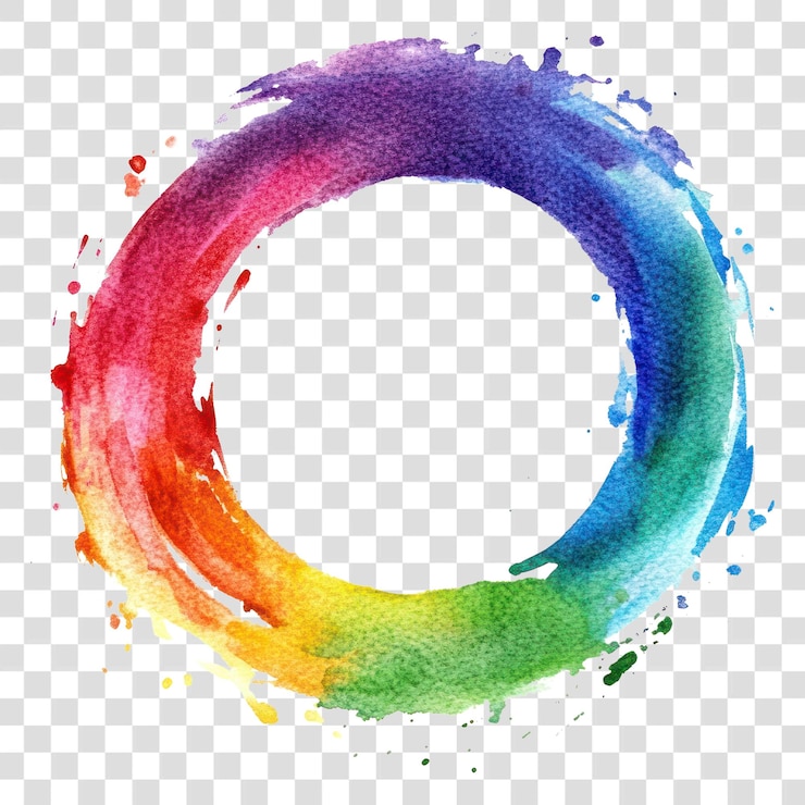 PSD illustration de cercle en aquarelle colorée en png