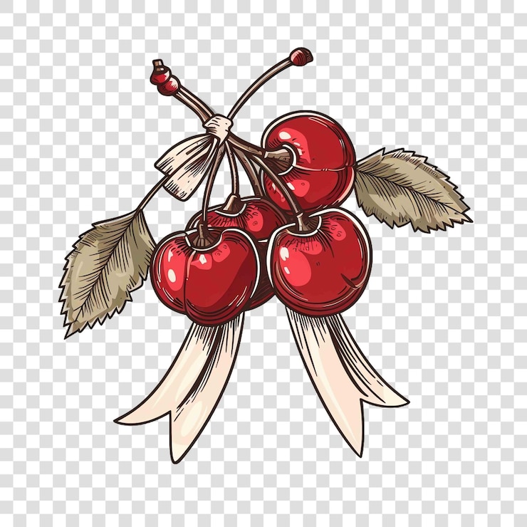 PSD illustration de cerises et d'arc sur un fond transparent