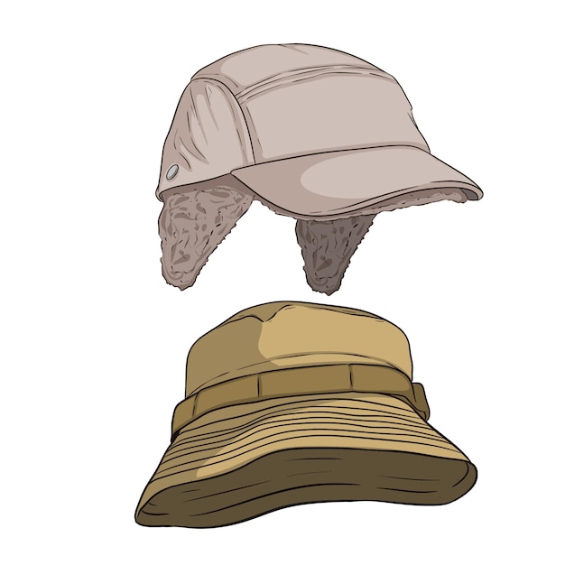 PSD illustration de chapeau beige et chapeau de pêcheur