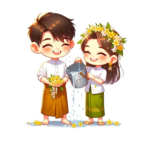 Illustration charakter wasserfeste songkran thingyan