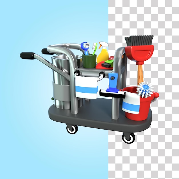 Illustration de chariot de nettoyage 3D