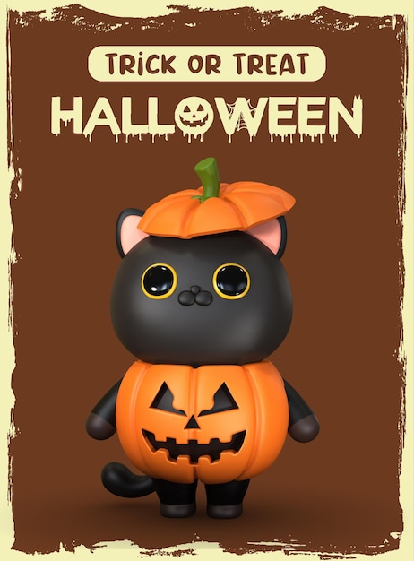 Illustration de chat de rendu 3d joyeux halloween