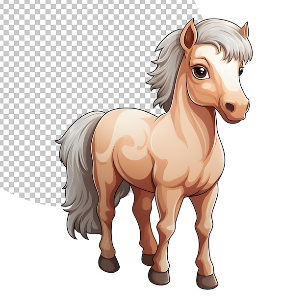 PSD illustration d'un cheval en bas âge sur un fond transparent