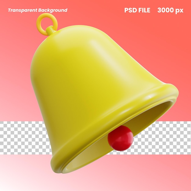 PSD illustration de la cloche de noël en rendu 3d