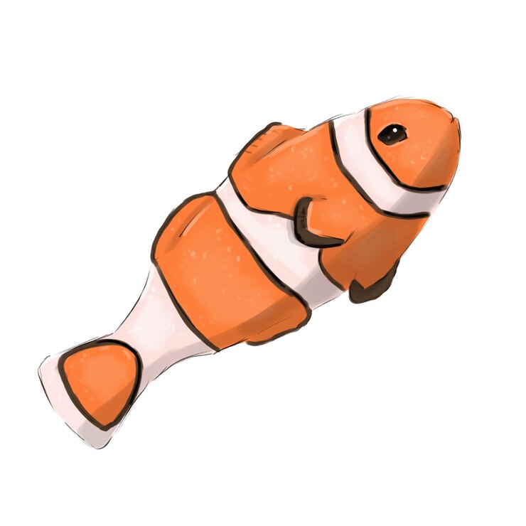 PSD illustration de clown de poisson dans un style numérique simple
