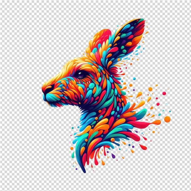 PSD une illustration colorée d'une chèvre avec des taches colorées sur elle