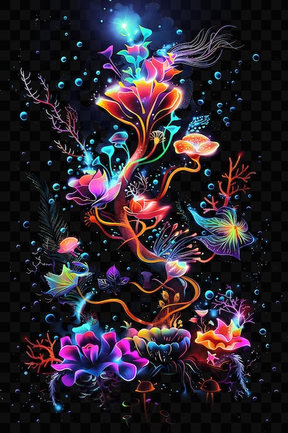 PSD une illustration colorée d'un monde sous-marin tropical