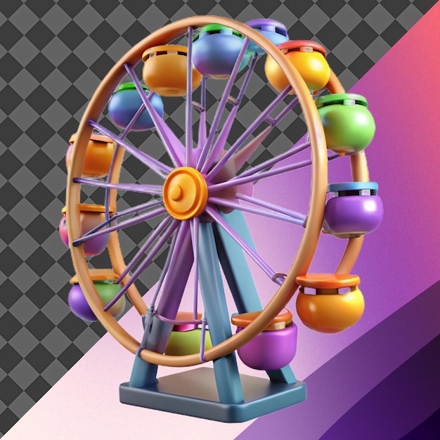 Illustration colorée de la roue de ferris en 3D