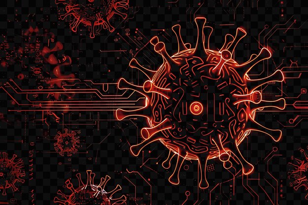 PSD une illustration colorée d'un virus avec un fond rouge