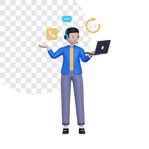 Illustration de concept d'opérateur de centre d'appels 3D