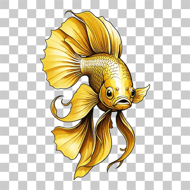 Illustration De Conception De Couleur Super Or Du Poisson Betta Sur Un Fond Transparent