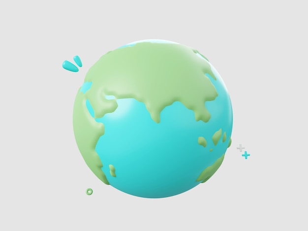 PSD illustration de conception de dessin animé 3d de l'icône globe isolée