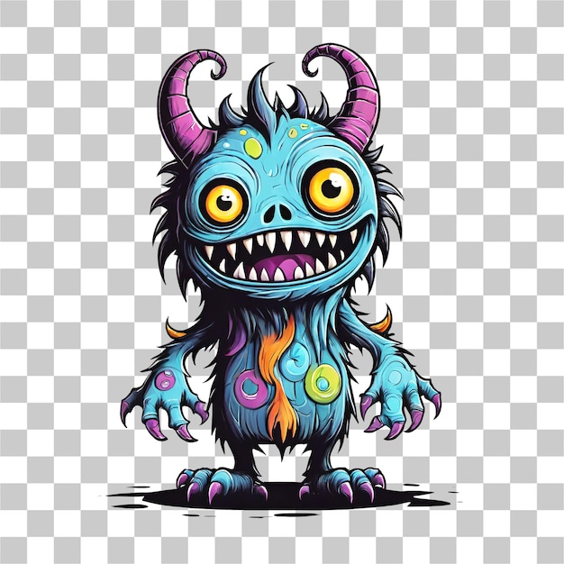 PSD illustration de la conception du personnage de dessin animé de monstre sur un fond transparent