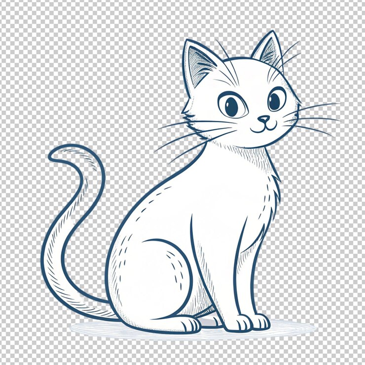 PSD illustration de contour de chat dessinée à la main