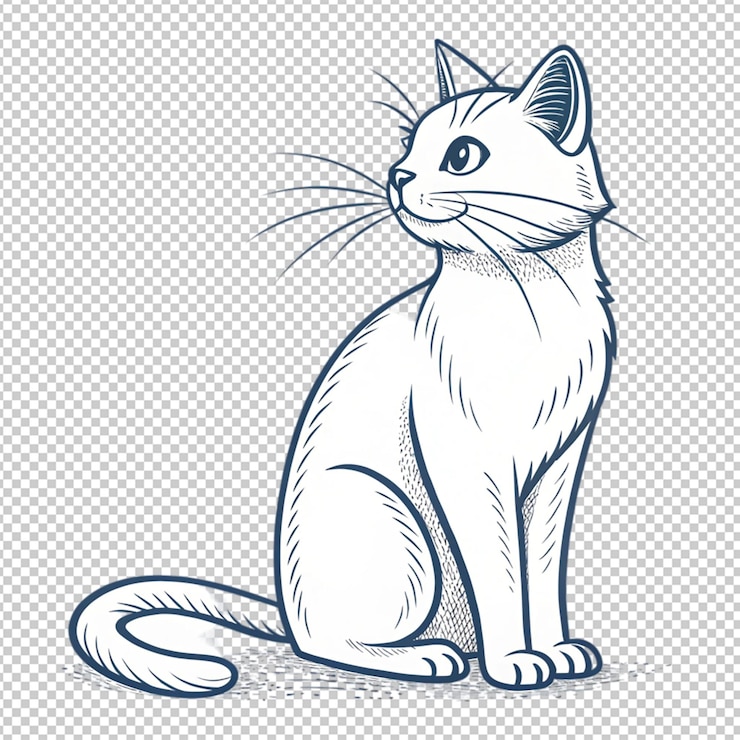PSD illustration de contour de chat dessinée à la main